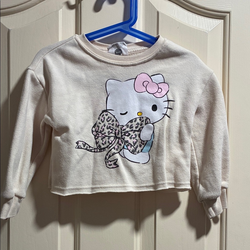 Hello Kitty Cream Sweatshirt with Pink and Leopard Bow